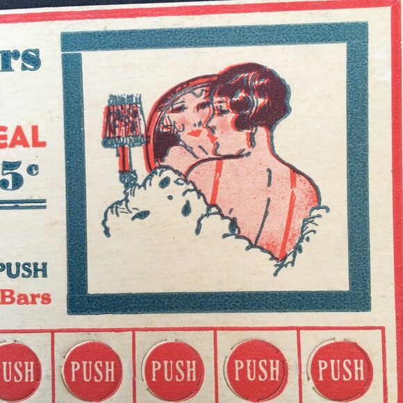 Vintage 1920s Gambling Punch Out Card Advertising Jobbers Nut Roll Candy Bar - Picture 3 of 4